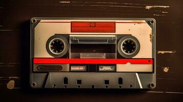 AI generated Generative AI, photo of old audio tape cassette, vintage nostalgic object for the design of the 80s