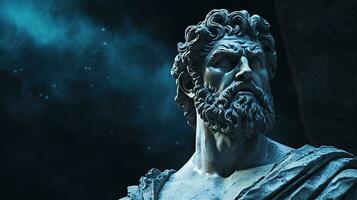 AI generated Generative AI, Stoicism concept, sculpture of a stoic, representing philosophy, ancient greek god statue photo