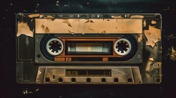 AI generated Generative AI, photo of old audio tape cassette, vintage nostalgic object for the design of the 80s