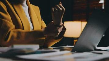 Audit concept,Administrator business man financial inspector and secretary making report calculating balance. Internal Revenue Service checking document. video
