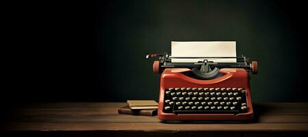 AI generated Generative AI, Vintage typewriter with old paper, blank paper mockup, retro machine technology, copy space photo