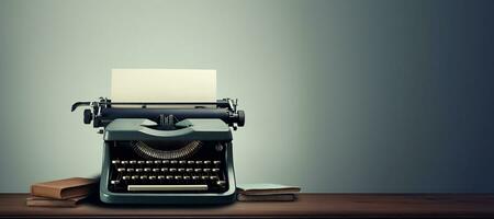 AI generated Generative AI, Vintage typewriter with old paper, blank paper mockup, retro machine technology, copy space photo