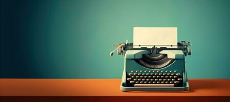 AI generated Generative AI, Vintage typewriter with old paper, blank paper mockup, retro machine technology, copy space photo