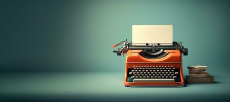 AI generated Generative AI, Vintage typewriter with old paper, blank paper mockup, retro machine technology, copy space photo