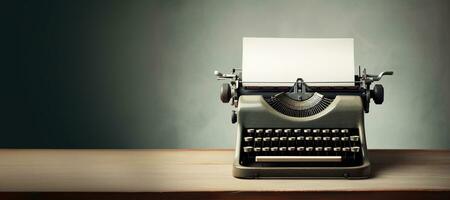 AI generated Generative AI, Vintage typewriter with old paper, blank paper mockup, retro machine technology, copy space photo