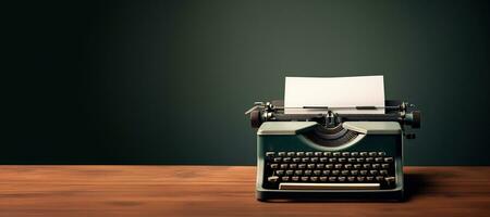 AI generated Generative AI, Vintage typewriter with old paper, blank paper mockup, retro machine technology, copy space photo