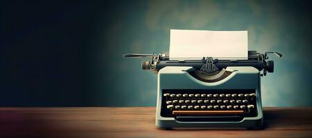 AI generated Generative AI, Vintage typewriter with old paper, blank paper mockup, retro machine technology, copy space photo