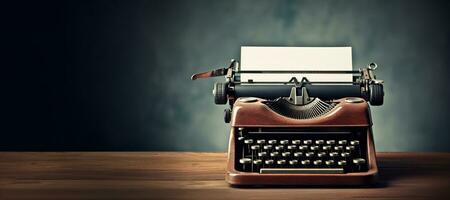 AI generated Generative AI, Vintage typewriter with old paper, blank paper mockup, retro machine technology, copy space photo