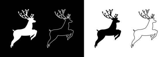 Deer jumping on a black and white background. vector