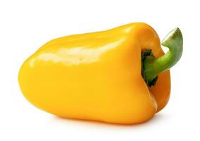 Fresh beautiful yellow bell or sweet pepper isolated on white background with clipping path. Sweet paprika chili photo