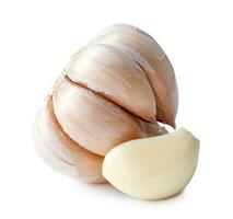 Fresh garlic bulb with clove isolated on white background with clipping path photo