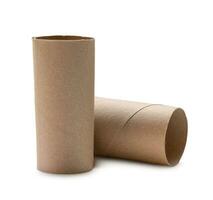 Front view of tissue paper cores in stack isolated on white background with clipping path photo