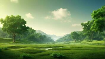 AI generated Peaceful Lush Greenery in Natural Environment photo