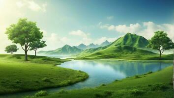 AI generated Peaceful Lush Greenery in Natural Environment photo