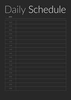 Black minimalistic daily schedule planner notebook page. Modern Business organizer with notes and goals. planner page template. . Weekly schedule page. photo