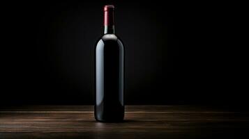 AI generated Elegant black bottle with wine ai generated mockup photo