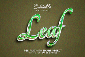 3D Leaf text editable text effect. easy to use. suitable for title design. psd