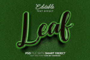 3D Leaf text editable text effect. easy to use. suitable for title design. psd