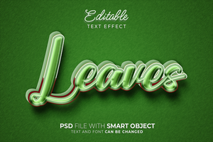 3D Leaf text editable text effect. easy to use. suitable for title design. psd