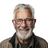 AI generated a happy older man smiling for the camera isolated. png