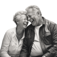 AI generated an older man and woman smiling and holding onto each other png