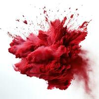 AI generated Red Holi, Holli, Holly. bright splash isolated photo