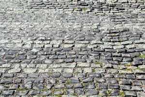 cobblestone pavement on street in Batumi city photo