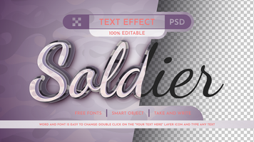 soldat - modifiable texte effet, Police de caractère style psd