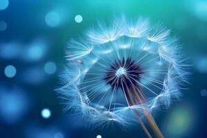 AI generated Dandelion seeds on bokeh background. 3d rendering photo