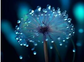 AI generated Dandelion seeds on bokeh background. 3d rendering photo