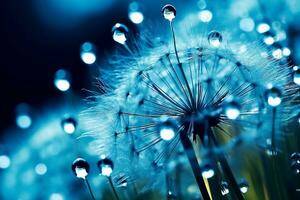 AI generated Dandelion seeds on bokeh background. 3d rendering photo
