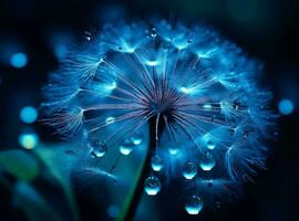 AI generated Dandelion seeds on bokeh background. 3d rendering photo