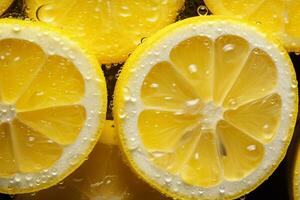 AI generated Slices of lemon and lemons as a background photo