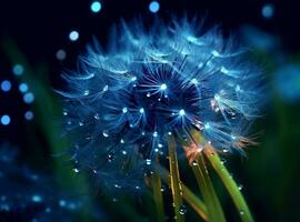 AI generated Dandelion seeds on bokeh background. 3d rendering photo