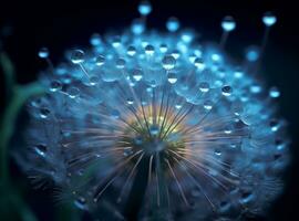 AI generated Dandelion seeds on bokeh background. 3d rendering photo