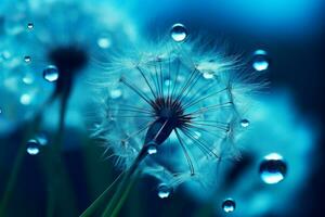 AI generated Dandelion seeds on bokeh background. 3d rendering photo