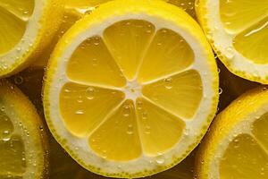 AI generated Slices of lemon and lemon as a background photo