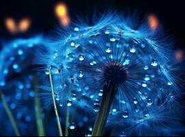 AI generated Dandelion seeds on bokeh background. 3d rendering photo