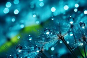 AI generated Dandelion seeds on bokeh background. 3d rendering photo