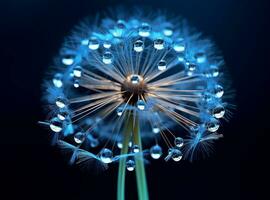 AI generated Dandelion seeds on bokeh background. 3d rendering photo