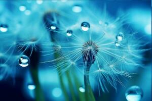 AI generated Dandelion seeds on bokeh background. 3d rendering photo