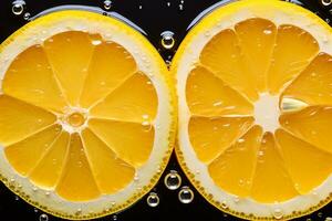 AI generated Slices of lemon and lemon as a background photo