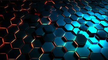 AI generated 3D rendering of abstract background with hexagons generated with AI photo