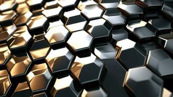 AI generated 3D rendering of abstract background with hexagons generated with AI photo