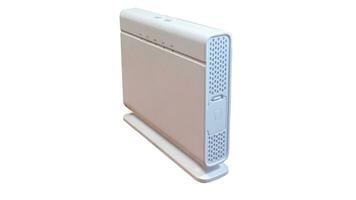 A router to distribute the Internet via Wi-Fi with white background photo