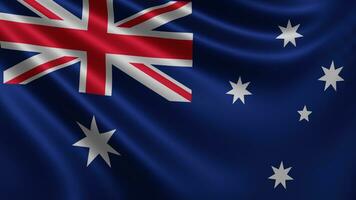 Render of the Australian flag flutters in the wind closeup, the national flag photo