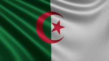 Render of the Algerian flag flutters in the wind closeup, the national flag of photo