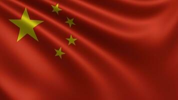 Render of the China flag flutters in the wind closeup, the national flag of photo