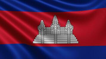 Render of the Cambodia flag flutters in the wind closeup, the national flag of photo