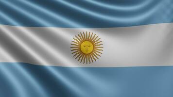 Render of the Argentinean flag flutters in the wind closeup, the national flag photo